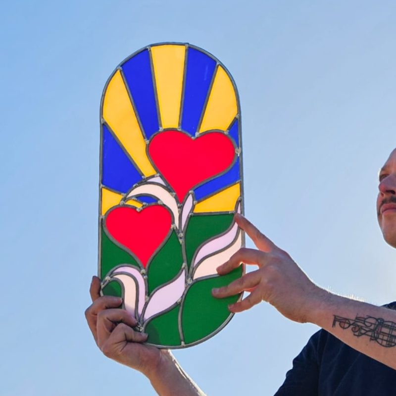 Themabeeld in glasraam